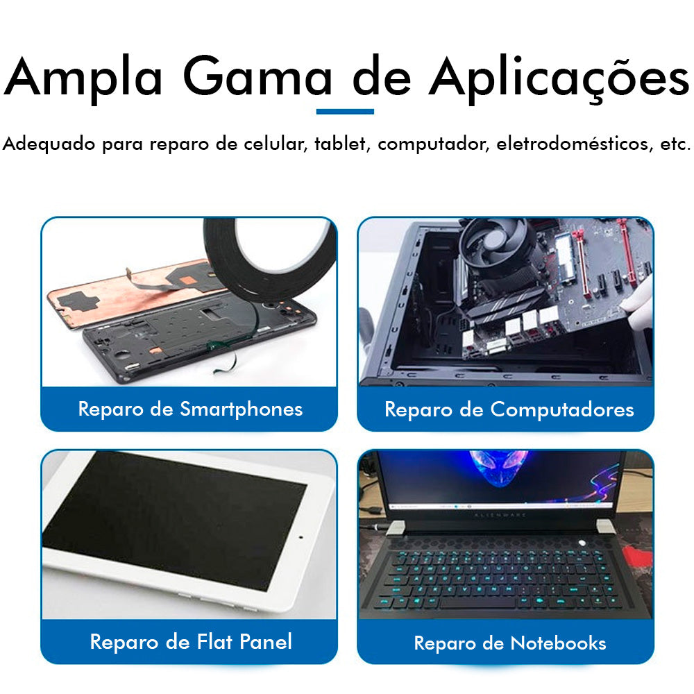 Fita Dupla Face Preta Colar Touch LCD Display - 2mm - 5 metros comprimento