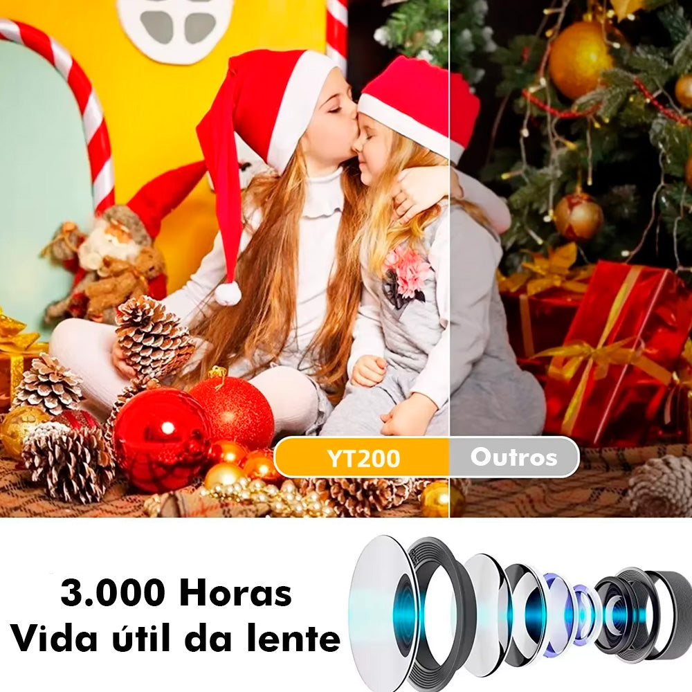 Mini Projetor Portatíl Compatível Com Smartphone, 720P, 1.500 Lúmens, YT200 - Preto