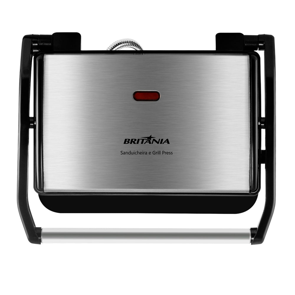 Sanduicheira Britânia Press Chapa Ondulada, GRILL PRESS 127v, Lisa BGR27I 850W - Preto/Inox