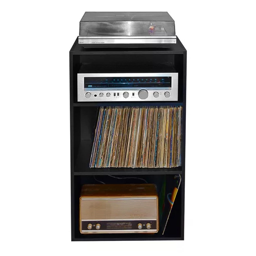 Estante Para Discos LP Vinil Retrô Preto - Pabimi