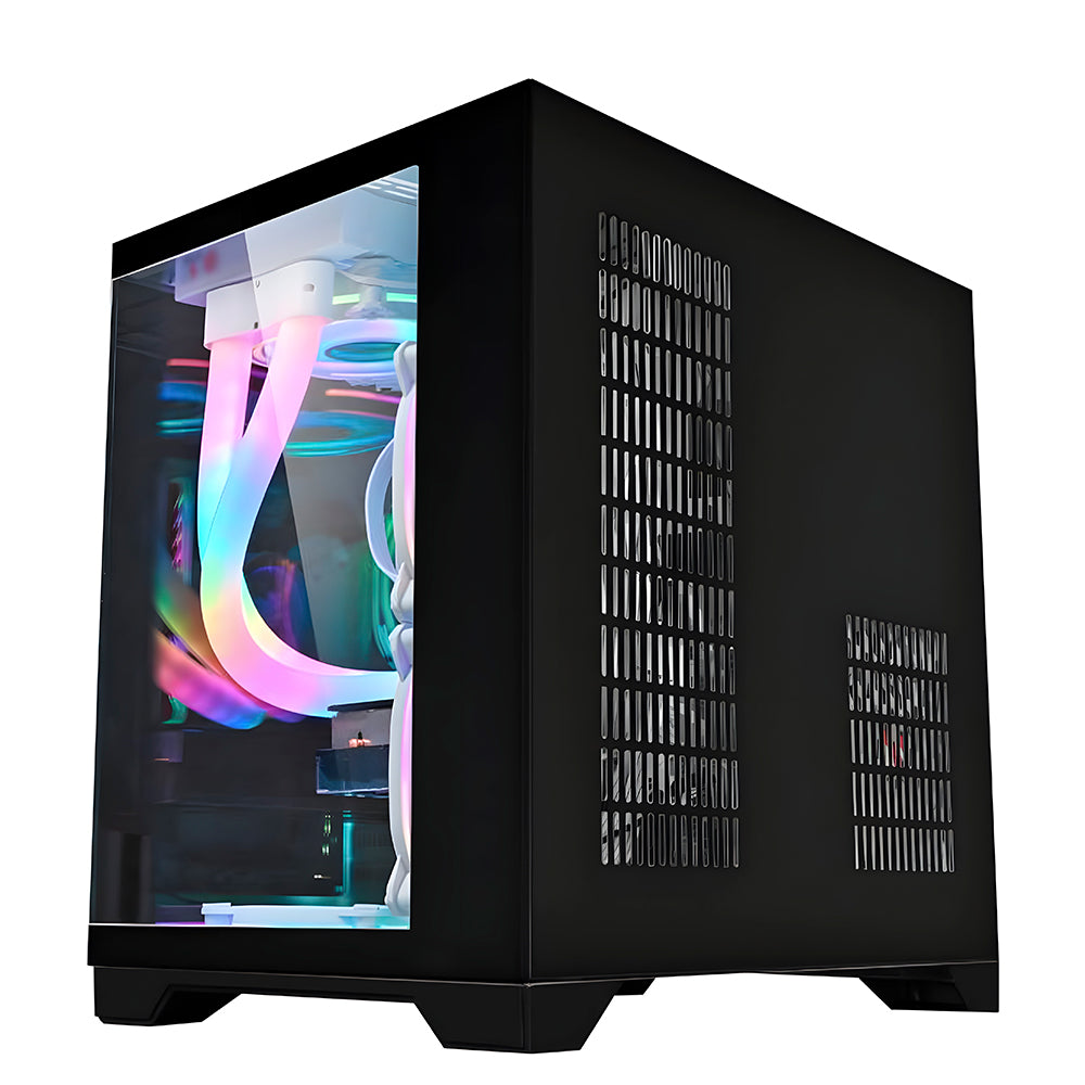 Gabinete Gamer K-Mex Space Aqua CG10-KN, Mini-tower, Lateral de Vidro, Preto, CG10KNRH001CB0X