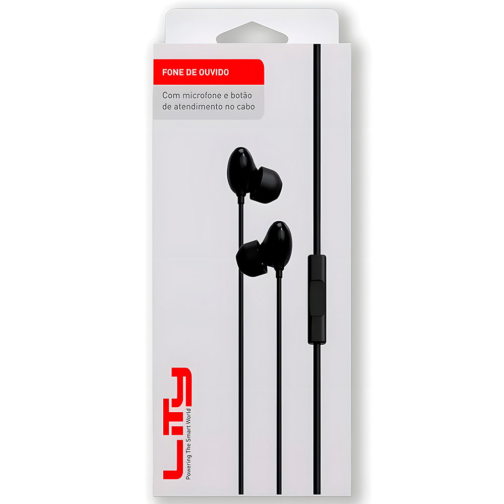 Fone de Ouvido Intra Auricular Earbuds EPH 201 Com Fio e Microfone, Lity - Preto