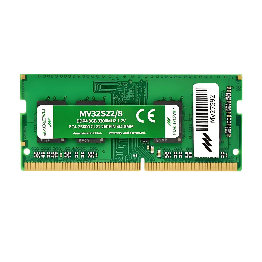 Memória RAM Notebook Macrovip 8GB 3200MHz DDR4 SODIMM, 1.2V, CL22, 260 Pinos, PC4-25600 – MV32S228