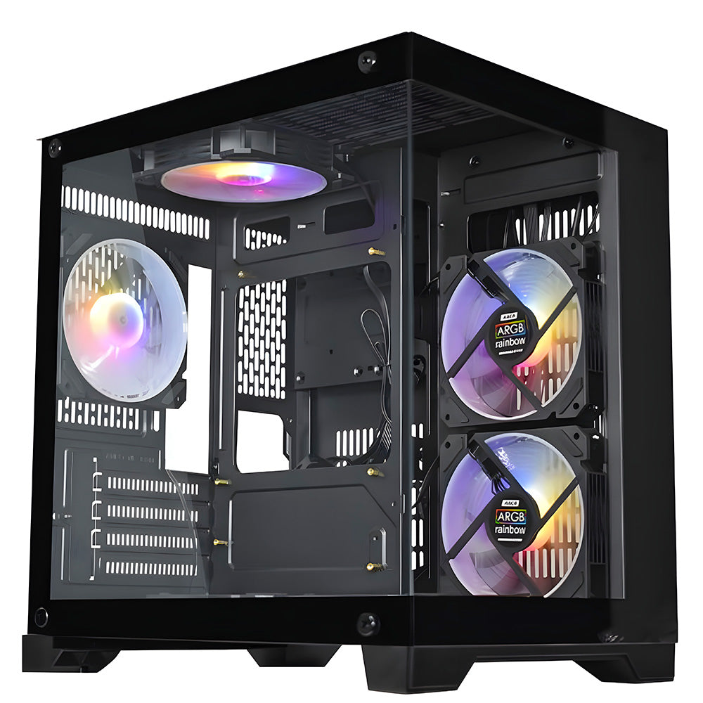 Gabinete Gamer K-Mex Space Aqua CG10-KN, Mini-tower, Lateral de Vidro, Preto, CG10KNRH001CB0X