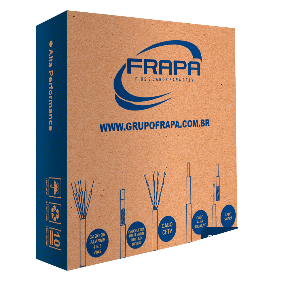Cabo Coaxial 4mm 80% Blindado Bipolar Externo Com 100 Metros Frapa - Branco