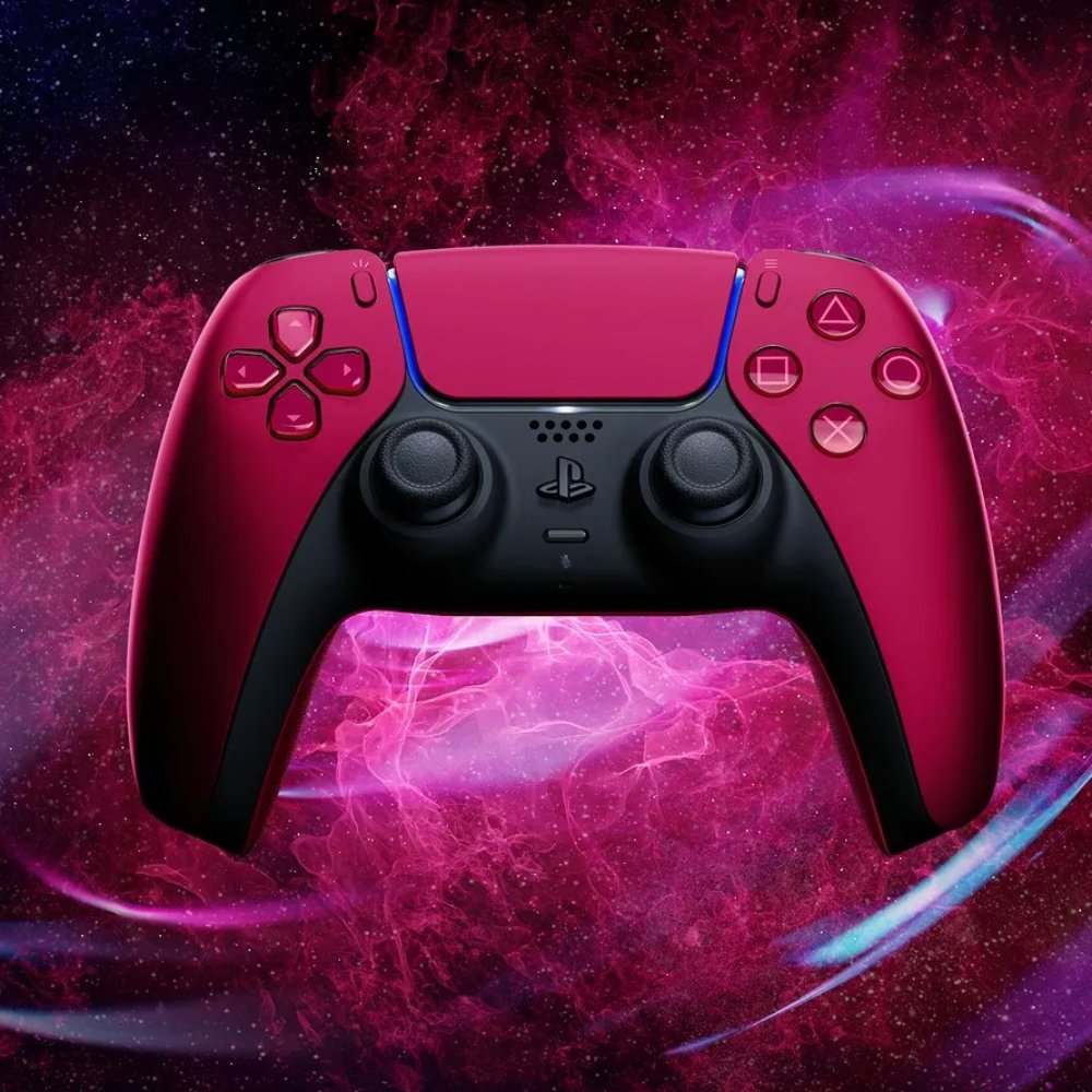 Controle Sony DualSense PS5 Sem Fio Cosmic Red Vermelho Microfone Gatilhos Adaptaveis