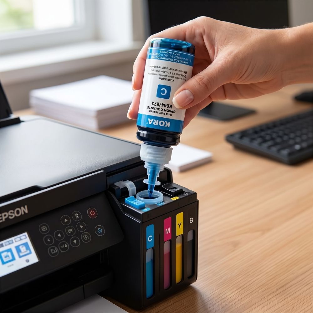 Refil de Tinta Epson Corante MP 664/673 Ciano 70ML Kora Masterprint Para Ecotank Epson