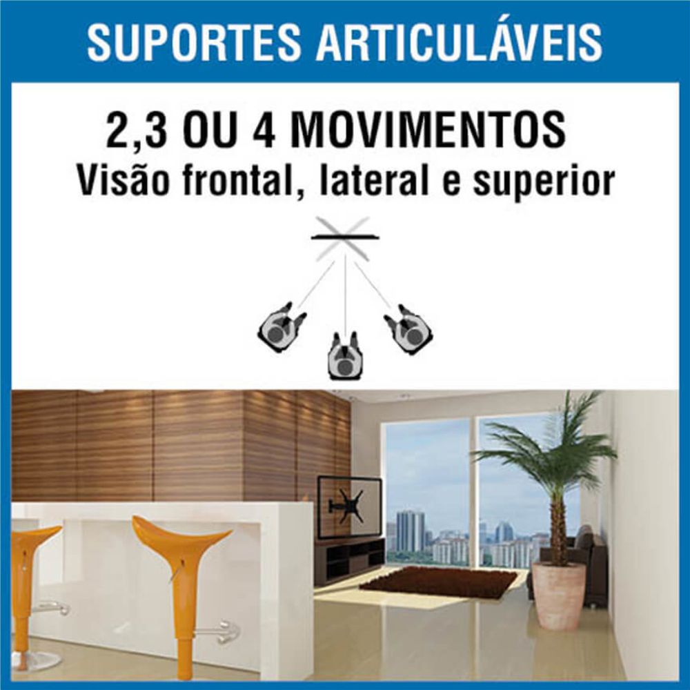 Suporte Para TV TRI-ARTICULADO de 10 A 60 Polegadas, BRA4.0 Brasforma