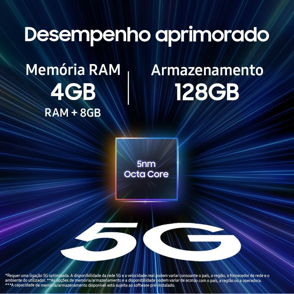 Smartphone Samsung Galaxy M15 5G Cinza 128GB 4GB RAM Tela 6.5" Super AMOLED FHD+ 90Hz Câmera 50MP, SM-M156B/DSN