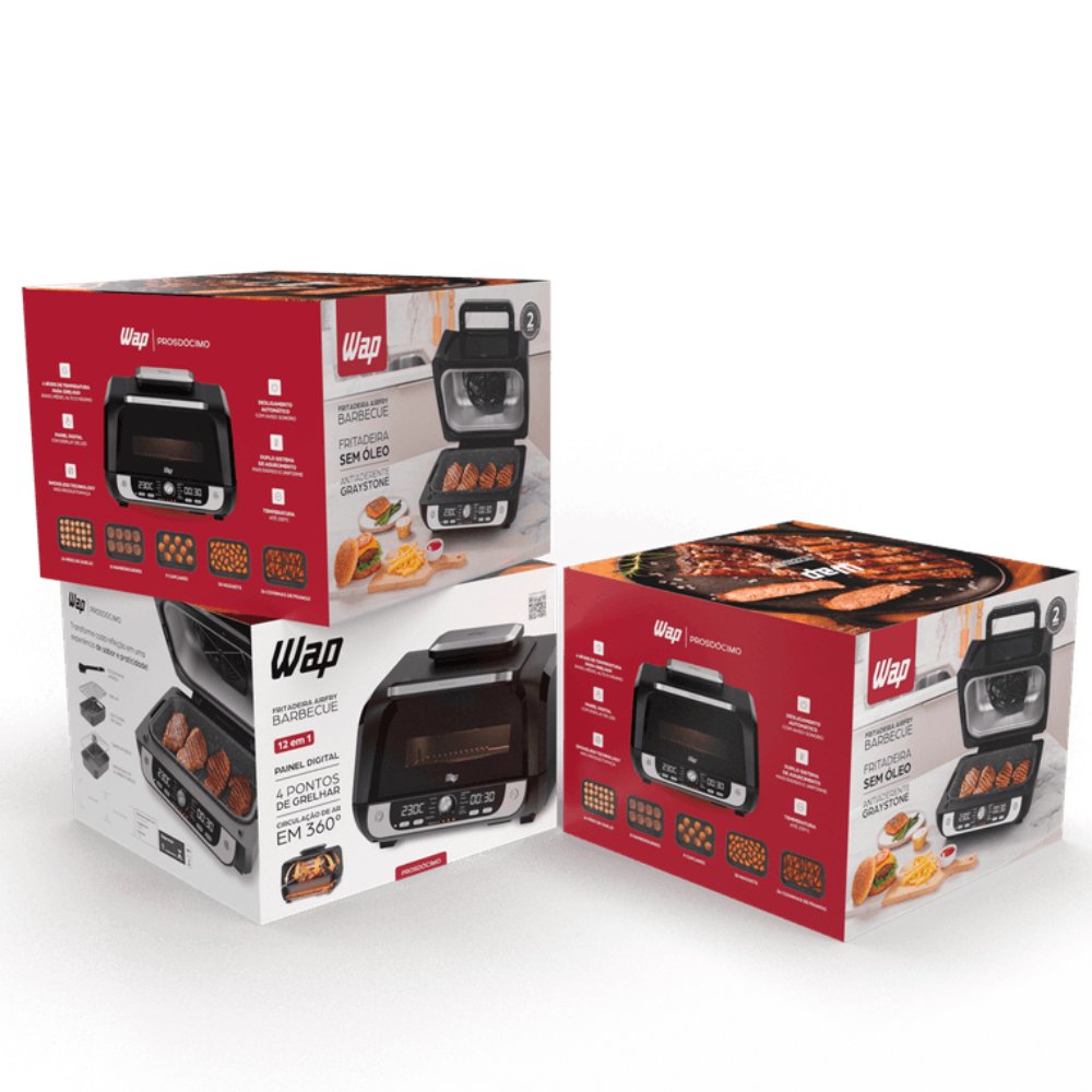 Fritadeira Air Fryer WAP Barbecue Prosdócimo 10L Digital Smokeless Grill 12 em 1 220V