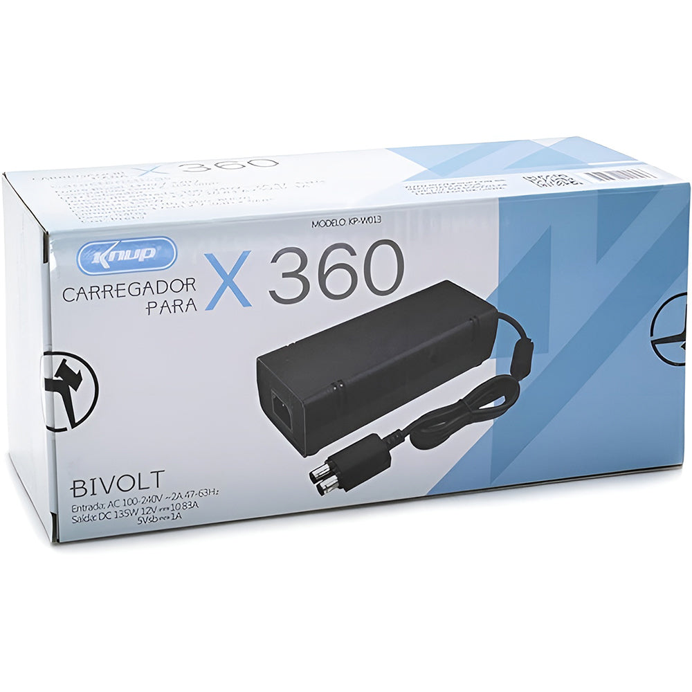 Fonte Carregador Xbox 360 Slim Pino Duplo Bivolt Knup - KP-W013