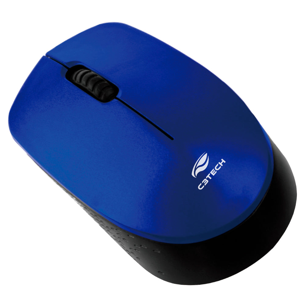 Mouse Ópitco Sem Fio, 2.4GHz, 1.200 DPI, M-W17BL, C3Tech, Plug and Play, Azul