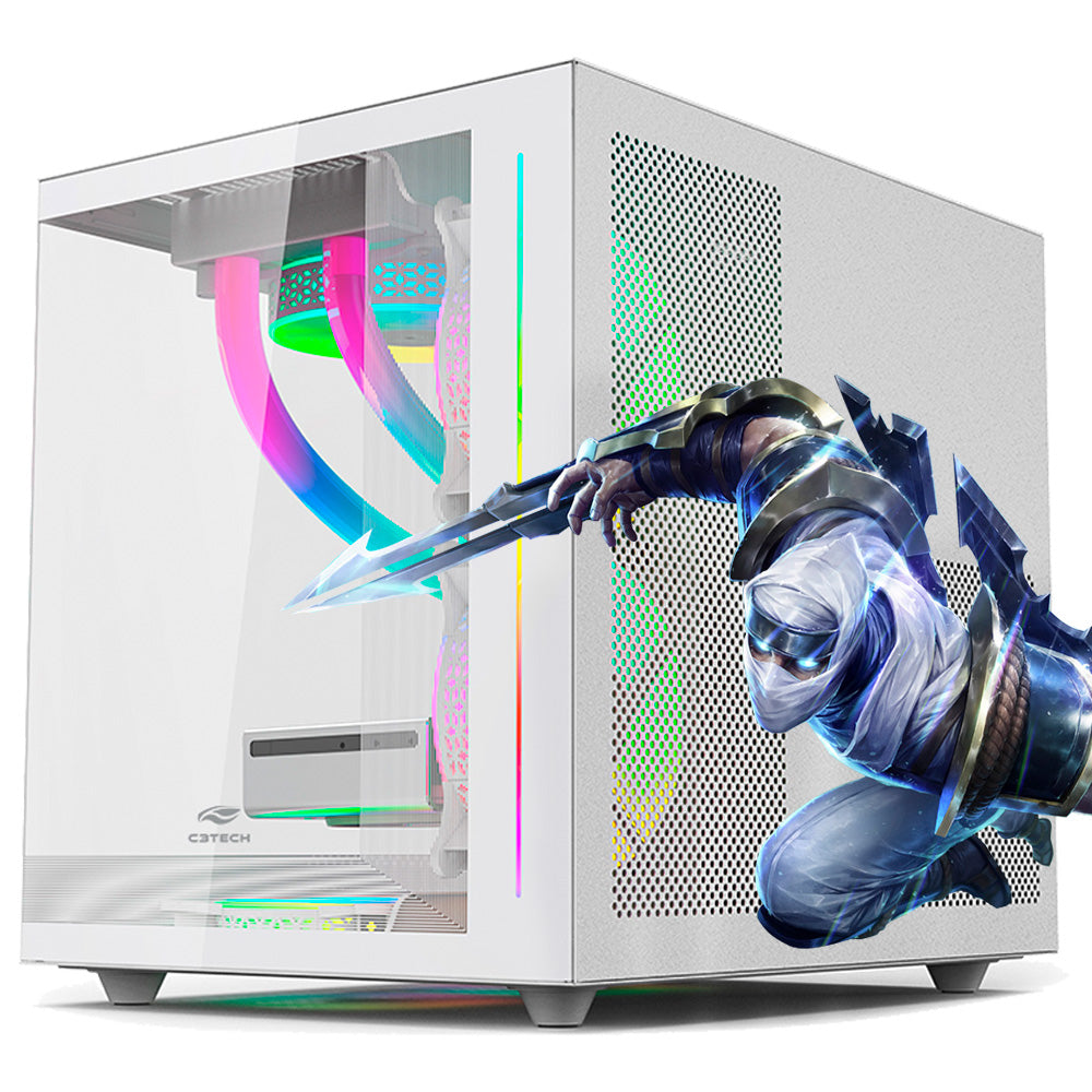 Gabinete Gamer C3Tech Gaming Aquarius MT-G810WH, Mini Tower, Micro ATX, Lateral em Vidro Temperado, Branco - MT-G810WH