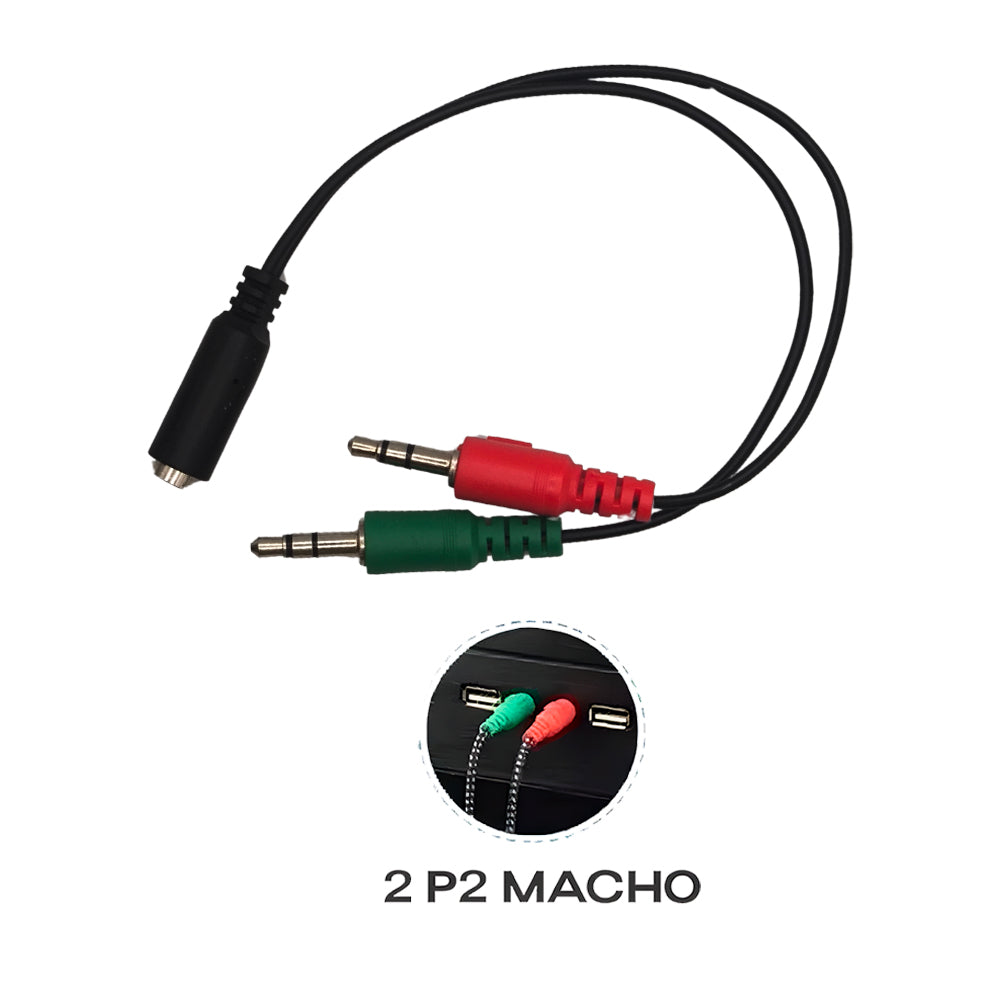 Cabo Adaptador Y, P3 Fêmea Para 2 P2 Macho, Microfone e Fone, StormTech