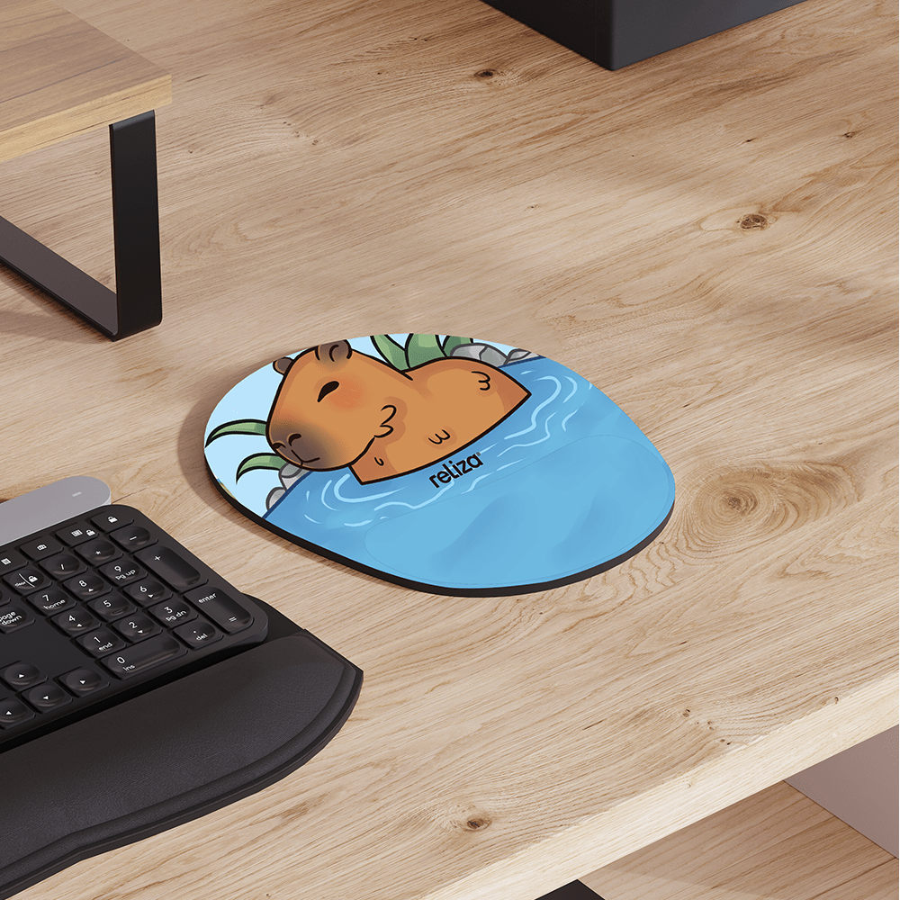Mouse Pad Ergonômico 24 x 20,6cm, Reliza Comfort Fun, Apoio para Pulso e Base Antiderrapante - Estampa Capivara