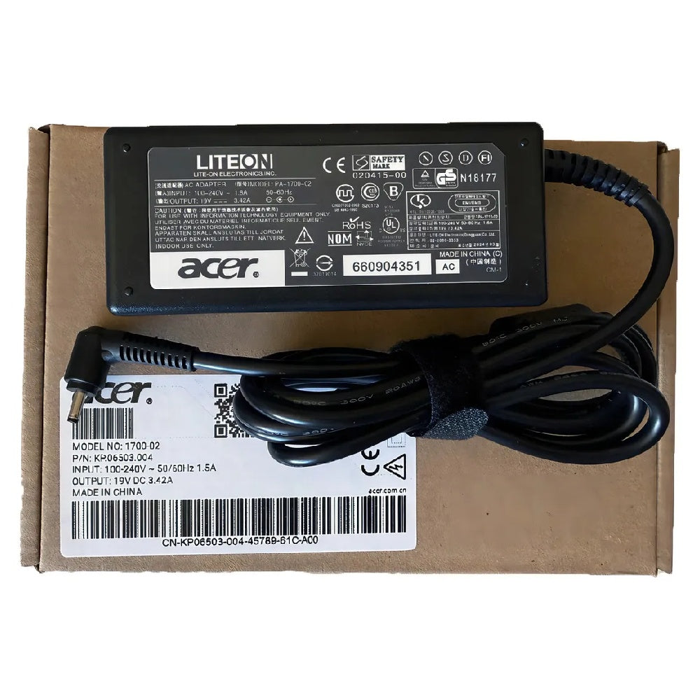 Fonte Para Notebook Compatível Acer, 19v, 3.42A, Plug Pino Fino 3,0mm x 1,0mm