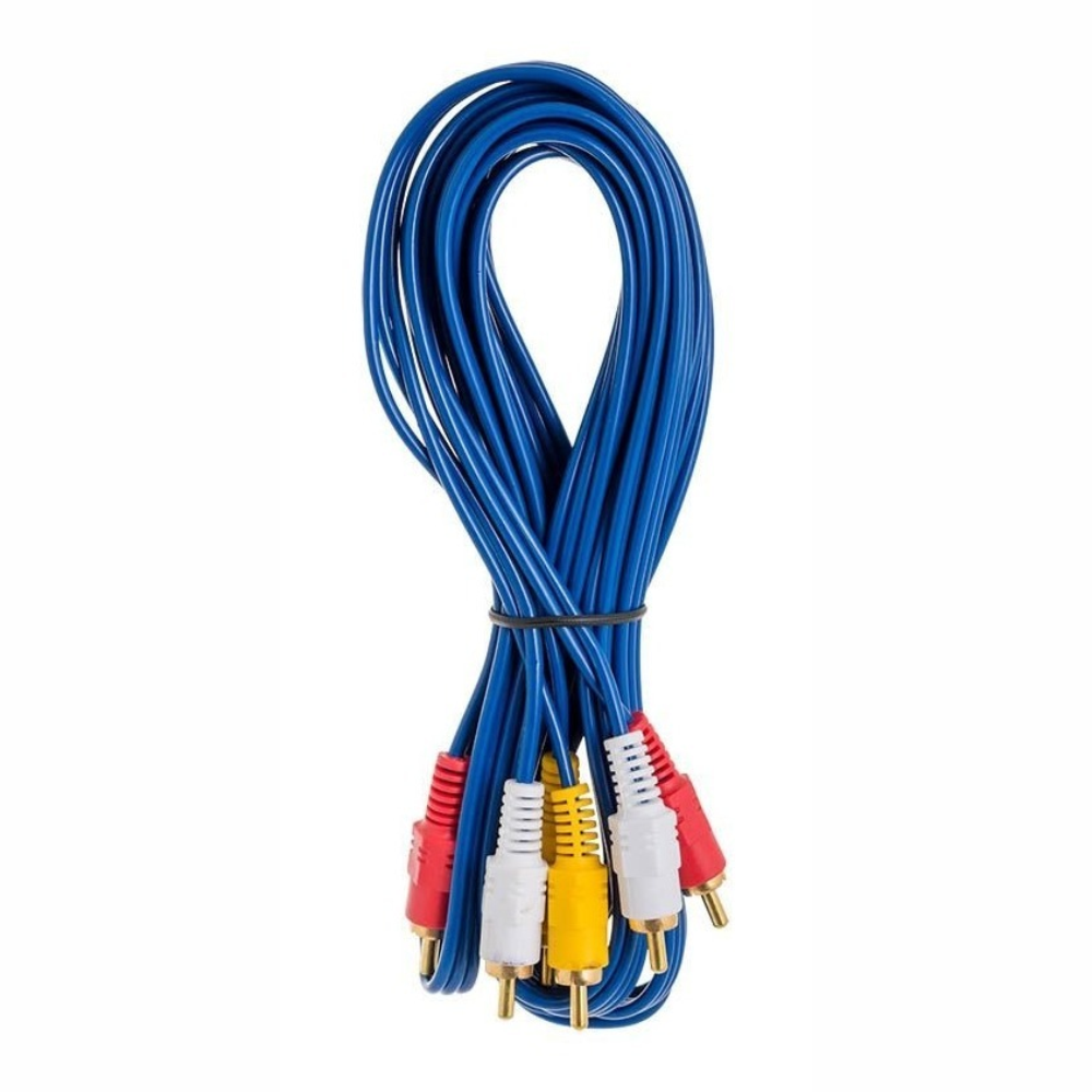 Cabo Rca Azul Lianda 3 Metros Av 3+3 Áudio Vídeo Tv Dvd Net Sky Lcd