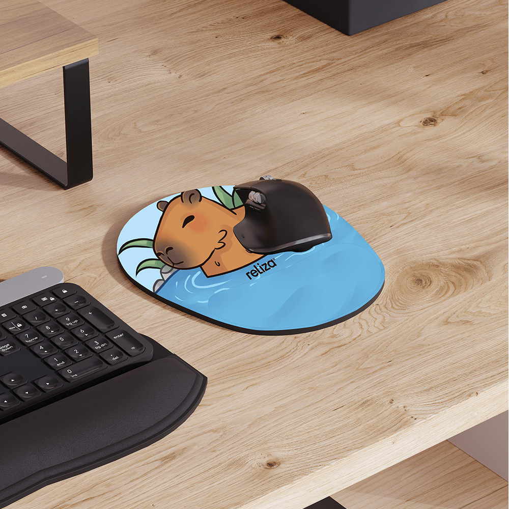 Mouse Pad Ergonômico 24 x 20,6cm, Reliza Comfort Fun, Apoio para Pulso e Base Antiderrapante - Estampa Capivara
