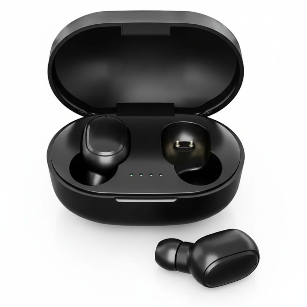 Fone de Ouvido E6S True Wireless Bluetooth 5.4, Estéreo, Até 3h de Reprodução, 10m Alcance, Case Recarregável, Preto