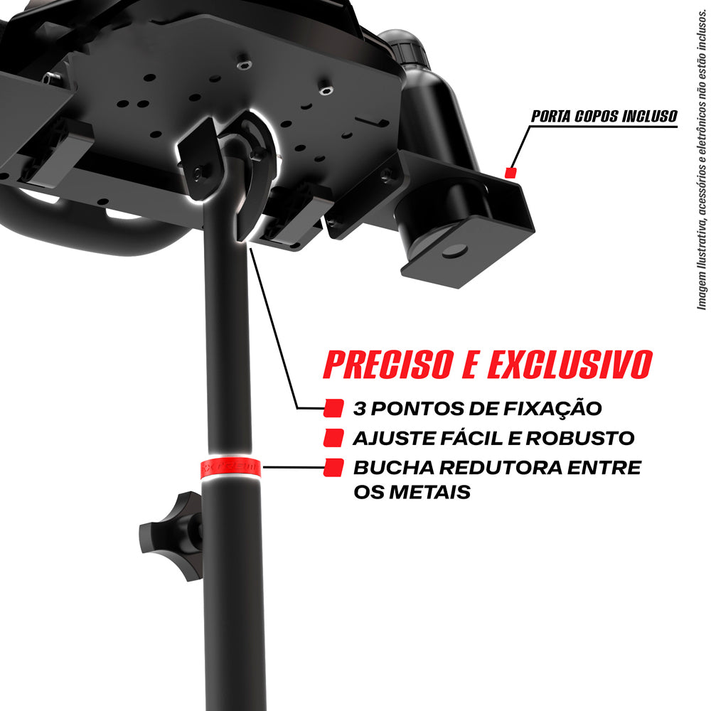 Suporte para Volante Simulador Extreme Simracing SPRO V3, Compatível com Logitech G27, G29, G920 e G923, Preto