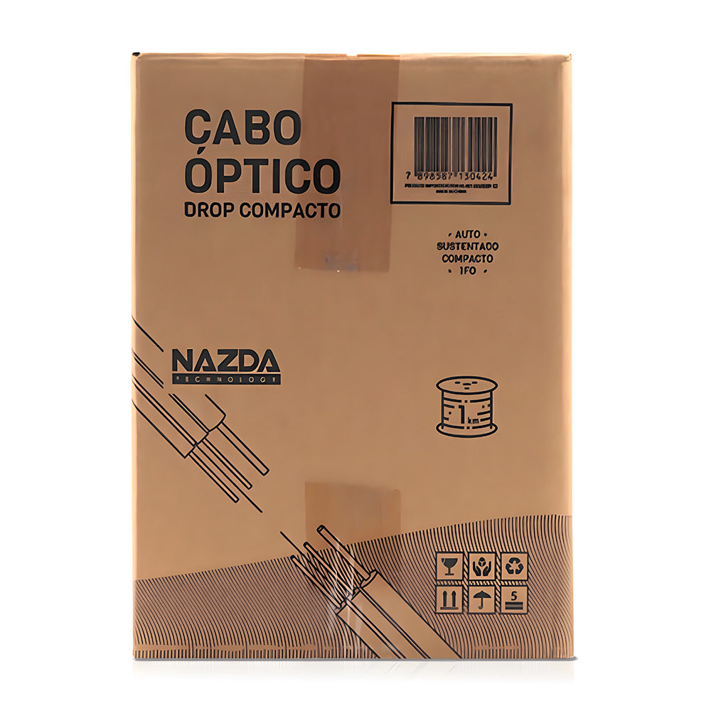 Bobina de Cabo de Fibra Óptica 1.000 Metros Nazda, Flat Drop, 1 Fibra, 1FO, SM Bob
