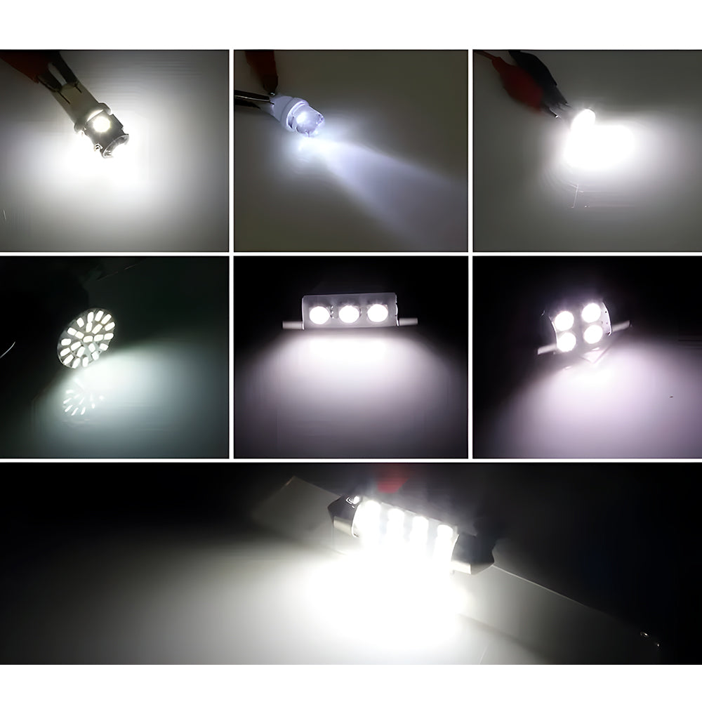 Pacote Com 42 Peças Lâmpadas LED Brancas, Para Interior de Carro, 6000K, 12V