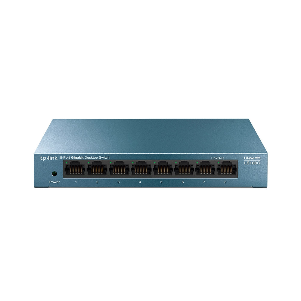 Switch TP-Link LS108G Gigabit 8 Portas 10/100/1000 Mbps Mesa Case Metal LiteWave Plug & Play Não Gerenciável