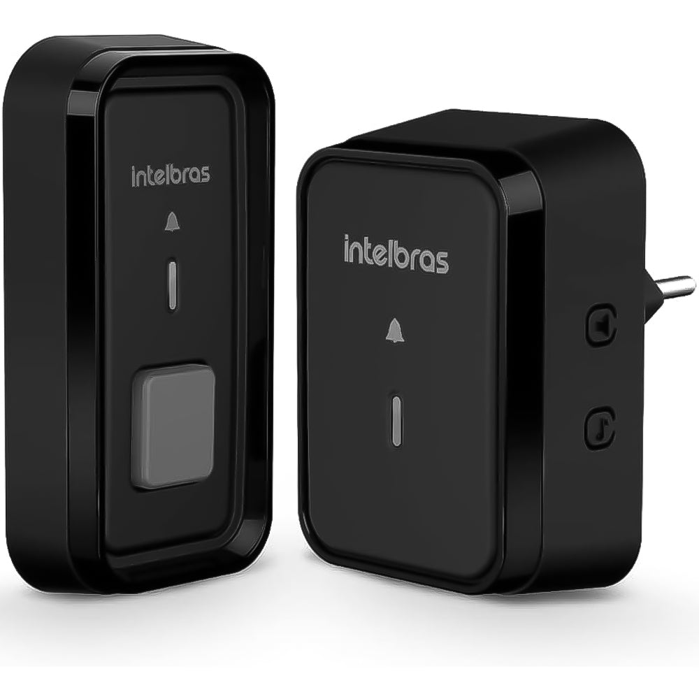 Campainha Sem Fio Intelbras CIB 101 Alcance 100m Bateria Até 5 Anos 5 Níveis Volume Plug and Play - Preto