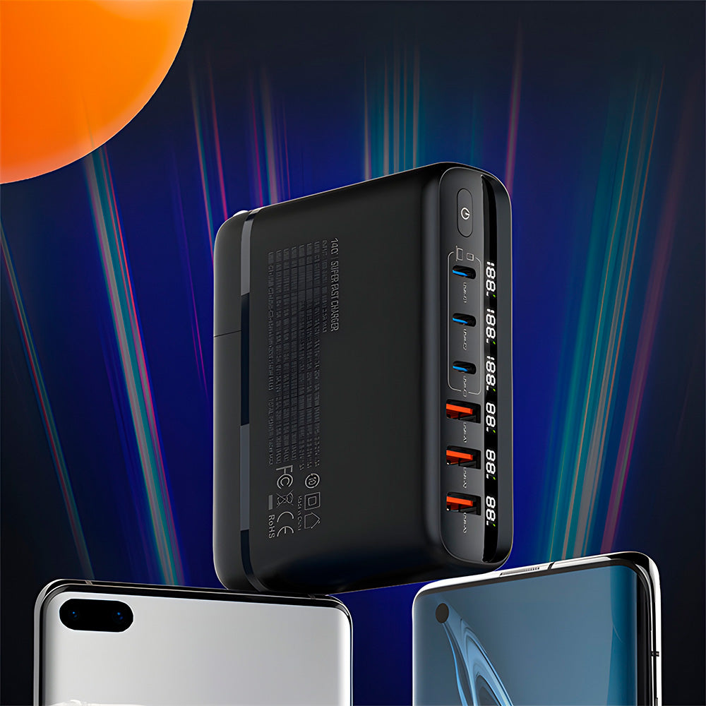 Estação de Carregamento 140W Com 3 Entradas USB e 3 Entradas USB-C  - Com 4 Cabos, LDNIO - A6140C