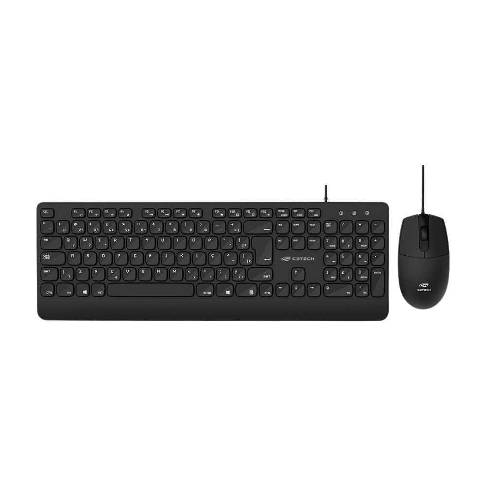 Kit Teclado e Mouse Com Fio USB, KT-150BK, Mouse 1.200 DPI, C3Tech, Preto