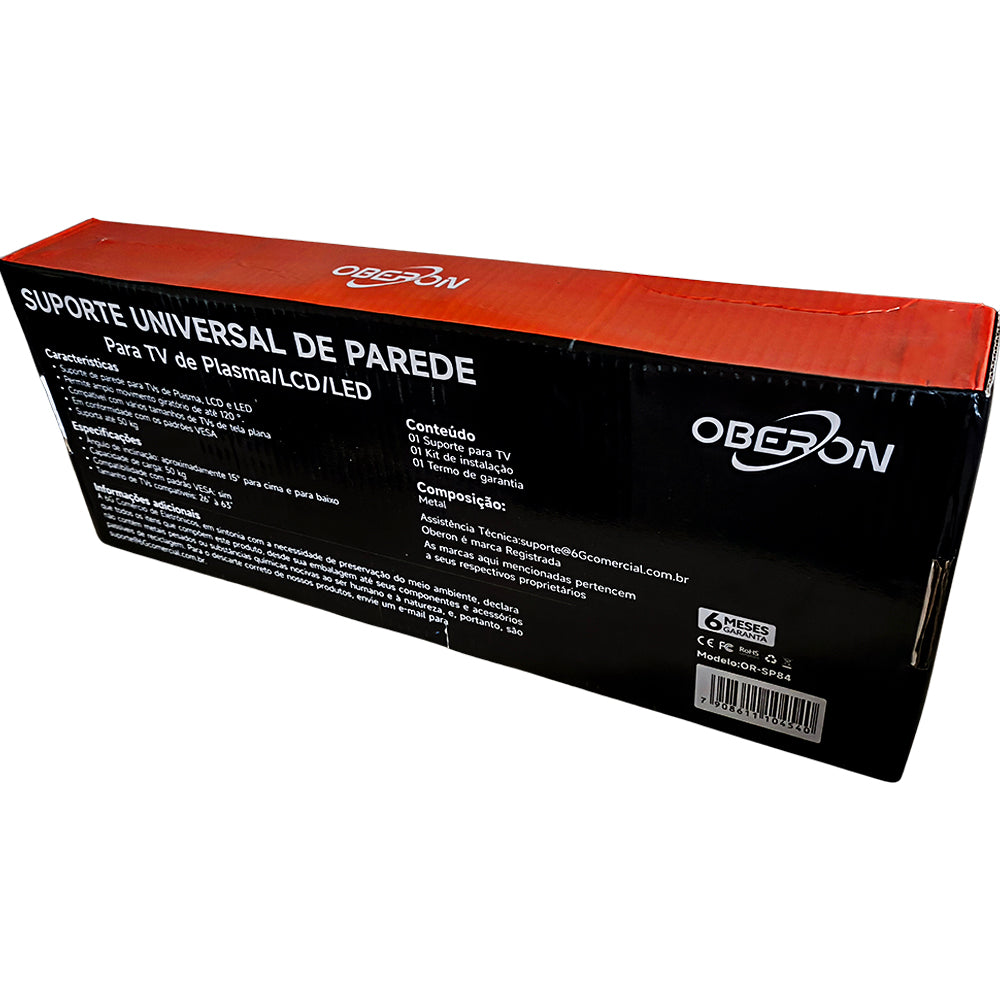 Suporte de Parede Universal Para TVs de 26" a 63", Movimento Giratório 120° e Inclinação 15°, Suporte Até 50KG, OR-SP84