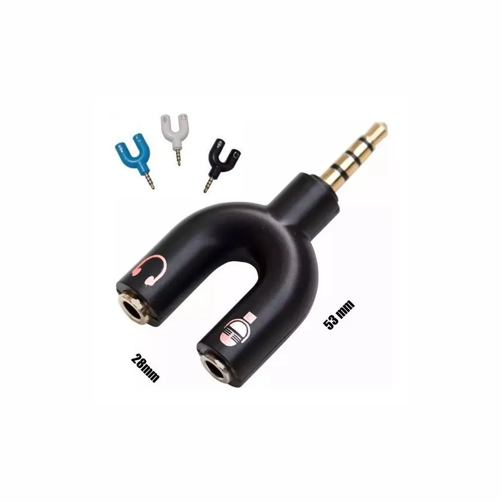 Adaptador P3 Para P2 Microfone e Fone Para Celular e Notebook - Várias Cores
