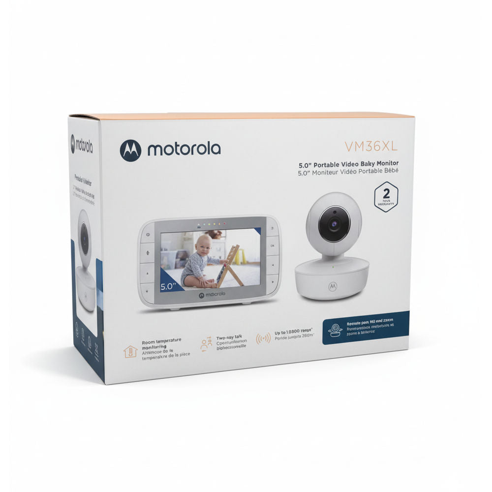 Babá Eletrônica Motorola Tela 5'' VM36XL Com vídeo portátil,  zoom à distância e panorâmico