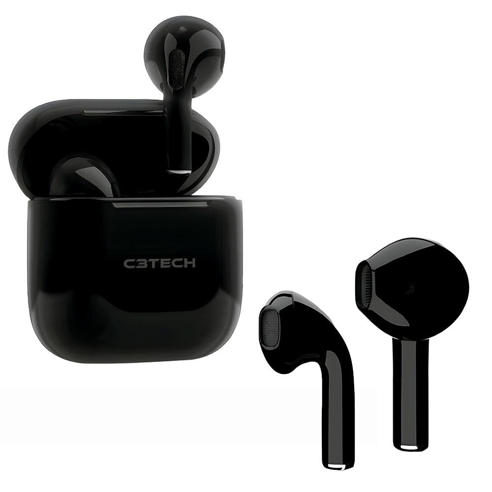 Fone de Ouvido Sem Fio, Bluetooth, C3Tech, EP-TWS-21BK, Preto