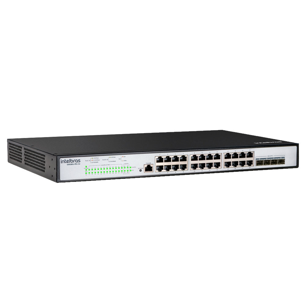Switch L3 Intelbras Gerenciável, 24 Portas Gigabit PoE e 4 Portas SFP+, S3028G-PB Lite