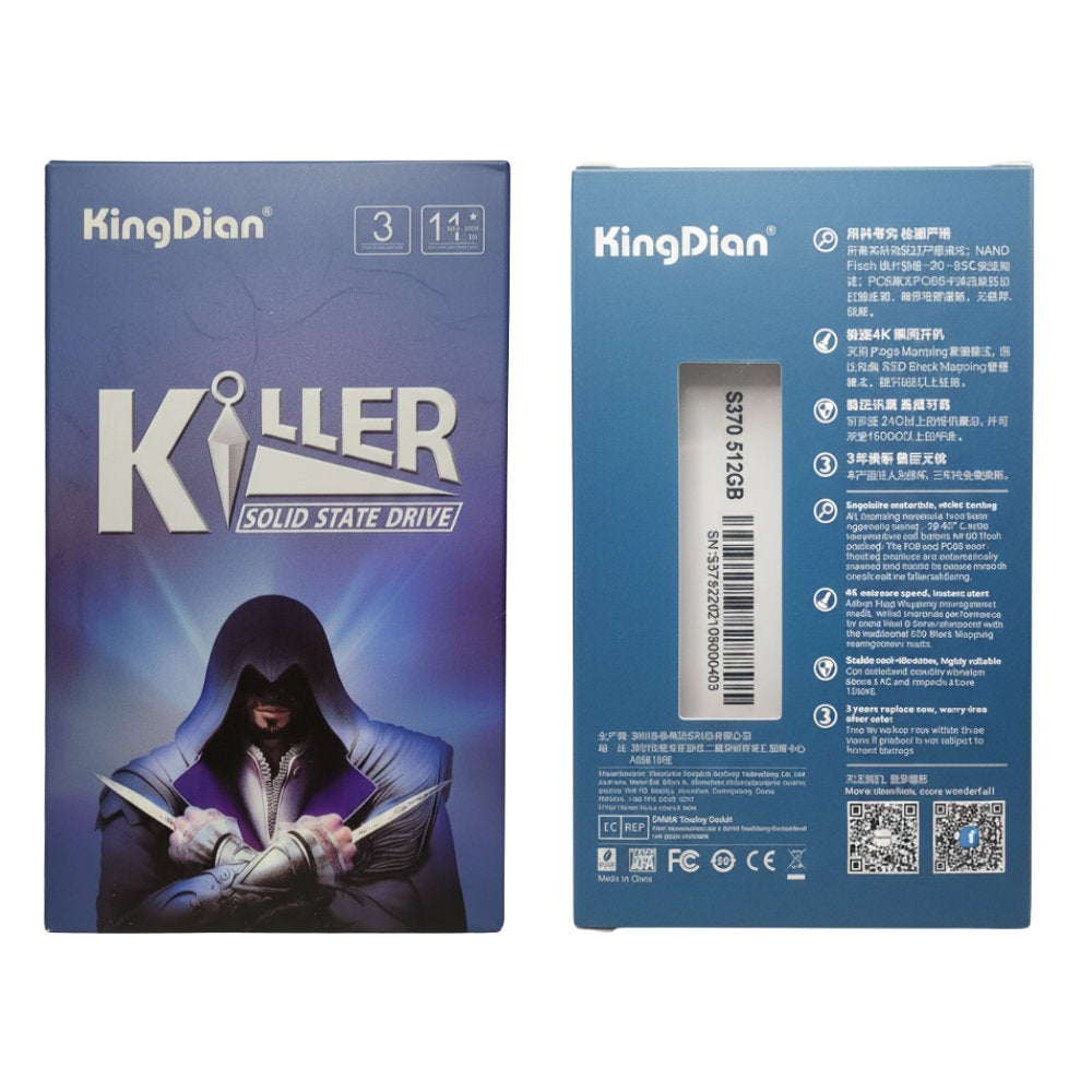 SSD KingDian Killer 512GB 2.5" SATA III 6Gb/s, Leitura 560MB/s Gravação 520MB/s, Controlador SMI