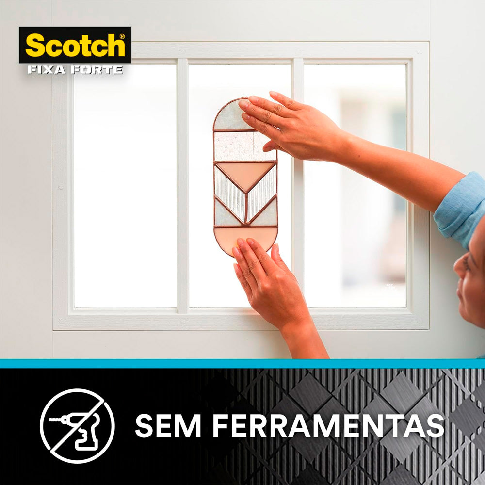 Fita Dupla Face 3M Scotch Fixa Forte Transparente, 19mm x 2m, Suporta até 800g, Substitui Pregos e Parafusos