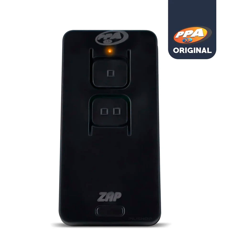 Controle Remoto PPA ZAP POP 2B Preto 433,92 MHz, Compatível Motor Garen, Sistema Anti Clonagem, Código Rolante
