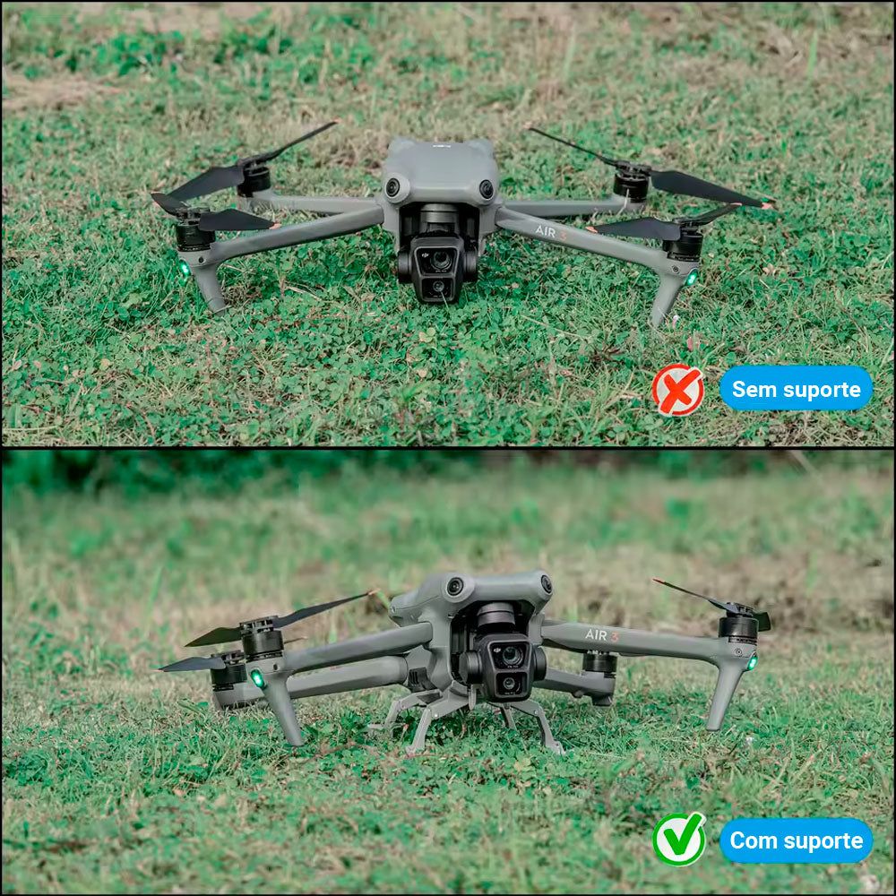 Suporte Trem de Pouso e Decolagem Para Drone, Dobrável, Para DJI AIR 3s - Cinza