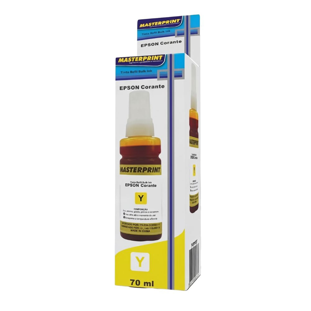 Refil de Tinta Compatível Epson 664 Amarelo 70ML MasterPrint, Para Série Ecotank Epson L120/L210/L3250