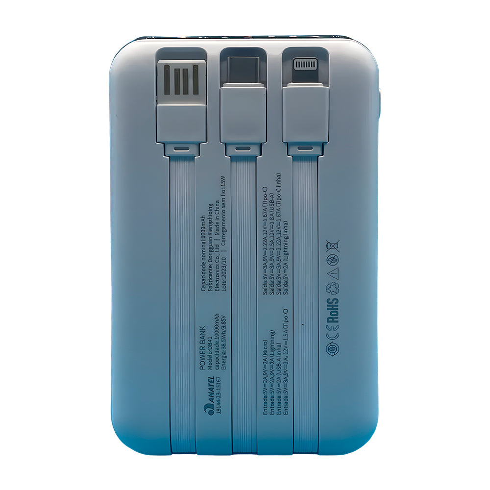 Carregador Portatíl, Power Bank, 10000mAh, Carregamento Turbo 22.5W, Carga Por Indução, DB41, DANX