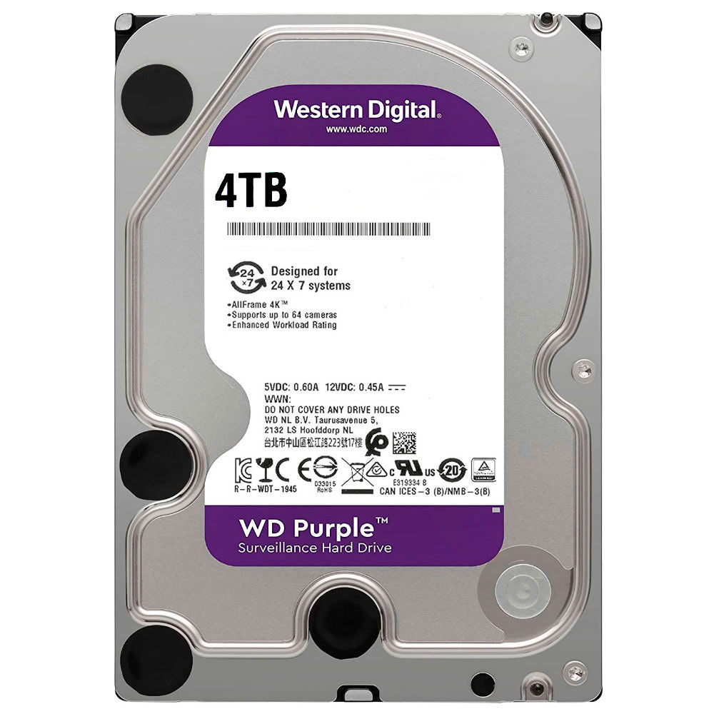 HD 4TB WD Roxo - SATA 6 Gb/s, cache de 256 MB, 3,5" - WD43PURZ Western Digital Disco Rígido Interno de Vigilância