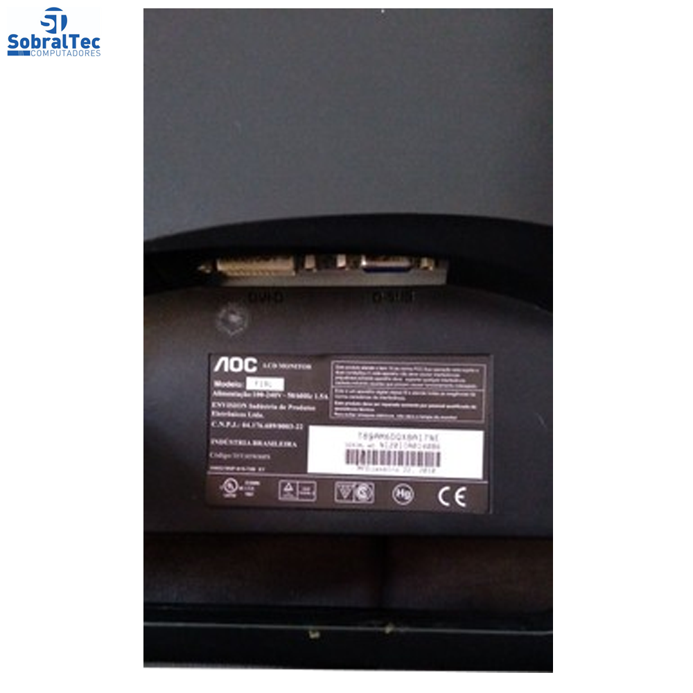 Monitor Led 18,5" Widescreen Preto AOC F19lbr 8396 Semi Novo Sem Caixa e Sem Cabos