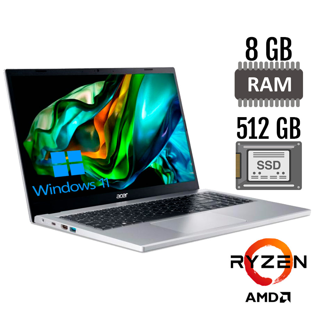 Notebook Acer Aspire 3 Ryzen 3-7320U, 8GB RAM, AMD Radeon, SSD 512GB, 15.6