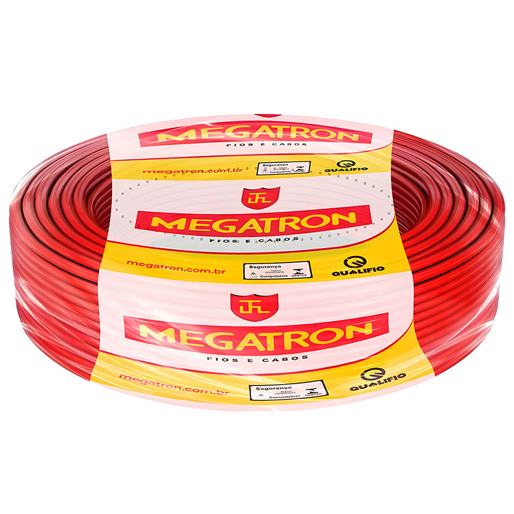 Rolo 100 Metros Cabo de Energia Flexivel 2,50mm, 750V, Megatron - Vermelho