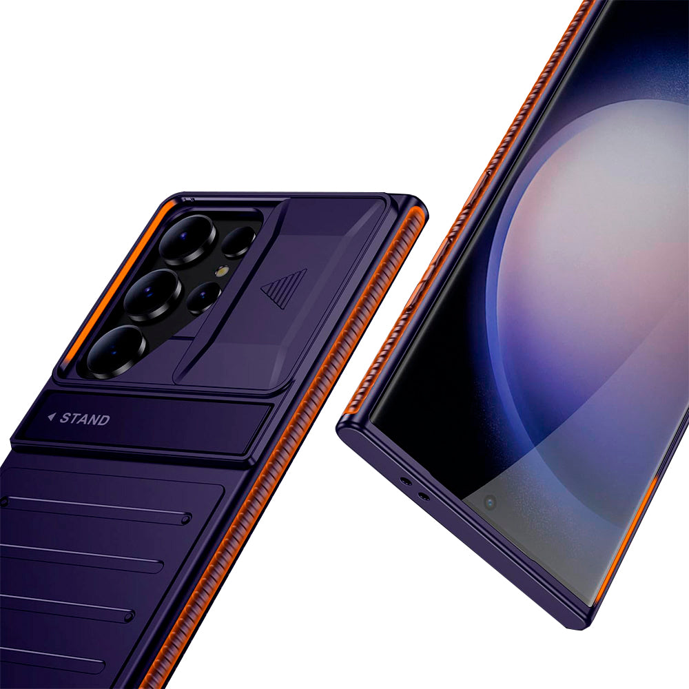 Capa Com Slide de Proteção de Câmera, Alta Resistência, Para Samsung S24 Ultra - Roxo