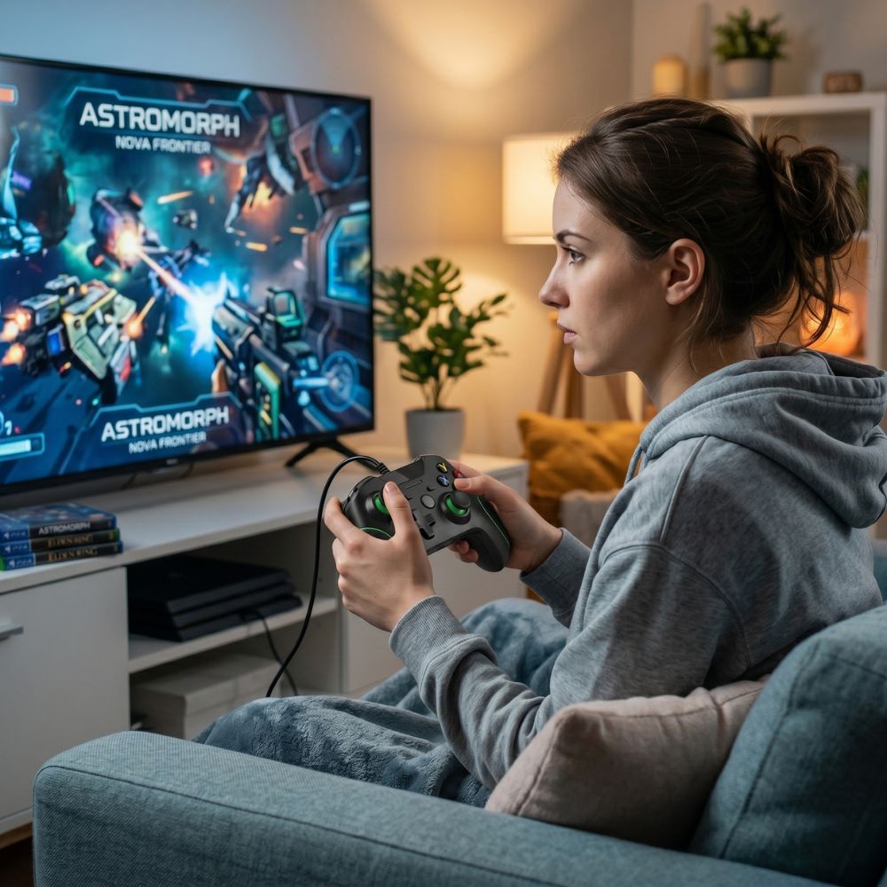 Controle Kap-X01 KapBom Joystick Com Fio Para Xbox One e Computador, Preto/Verde