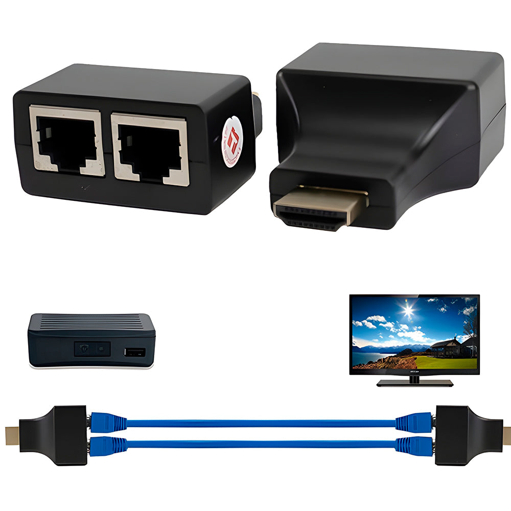 Extensor HDMI 3D, Via Cabo De Rede UTP RJ45 Cat 5e/6, Transmissão Até 30 Metros Em 1080P