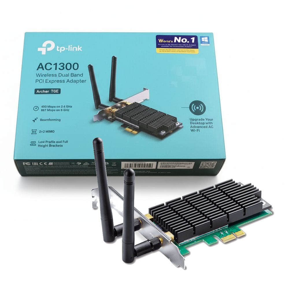 Placa PCI Express TP-Link Archer T6E AC1300 Dual Band Wireless 802.11ac 867Mbps 5GHz 400Mbps 2.4GHz Antenas Externas