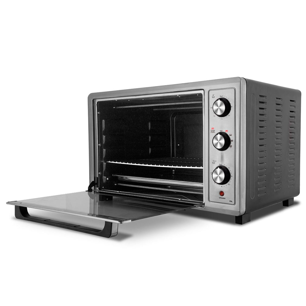 Forno Elétrico Philco PFE70I 70L Inox 220V Timer 60min Controle Temperatura 90-230°C Bancada com Grelha e Assadeira